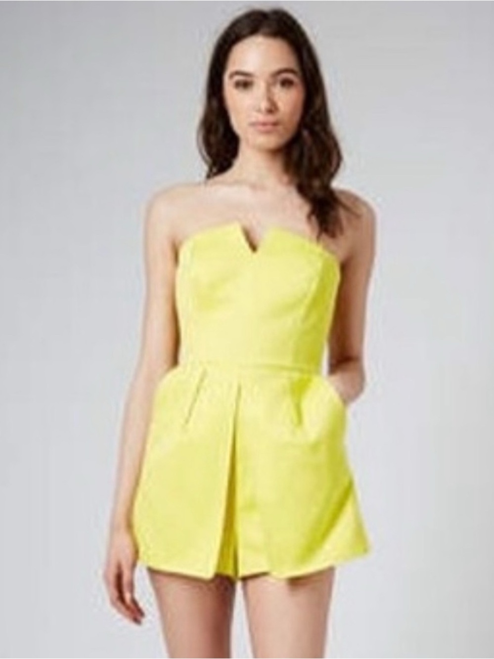 Topshop Tailored Yellow Strapless Skort Romper Playsuit Structured size 4